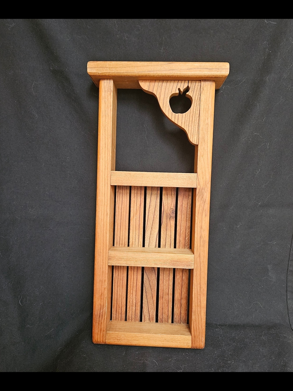 Wooden Wall Shelf with Apple Cutout - Natural Wood